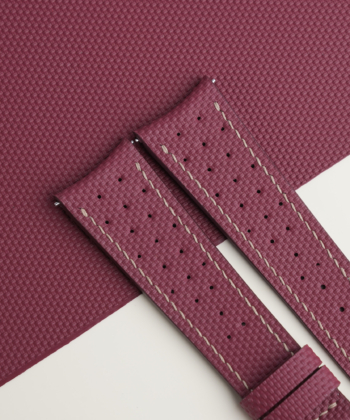 Rally Curved End Burgundy Sailcloth Rubber Watch Strap