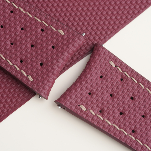 Rally Curved End Burgundy Sailcloth Rubber Watch Strap