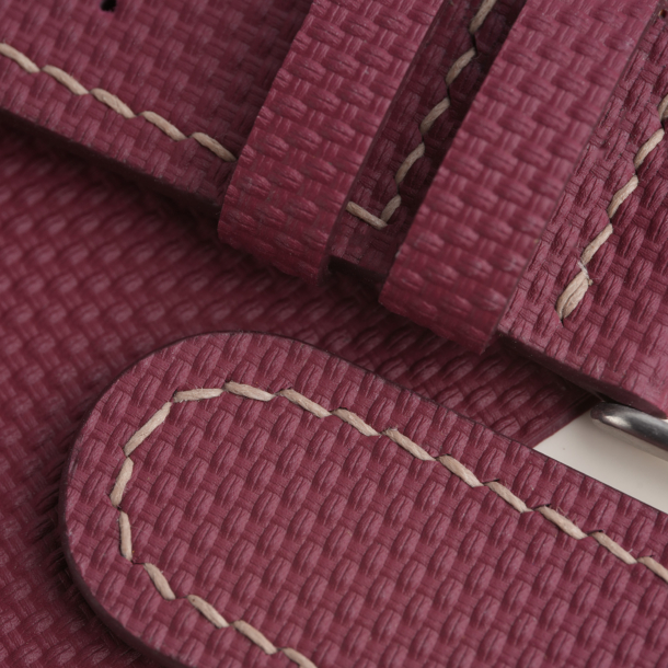 Rally Curved End Burgundy Sailcloth Rubber Watch Strap