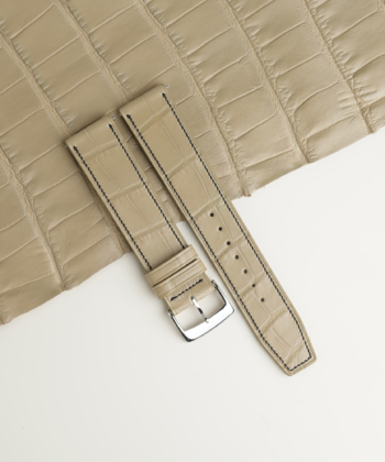 Micro Stitch Beige Alligator Leather Watch Strap