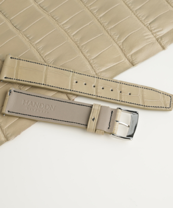 Micro Stitch Beige Alligator Leather Watch Strap