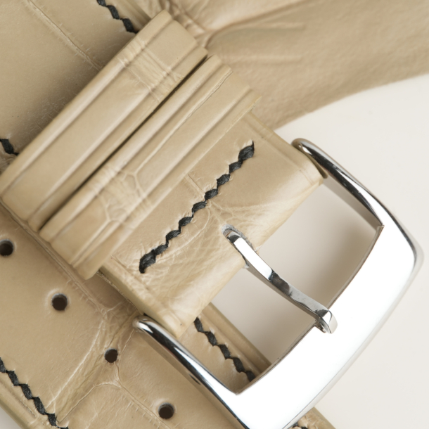 Micro Stitch Beige Alligator Leather Watch Strap