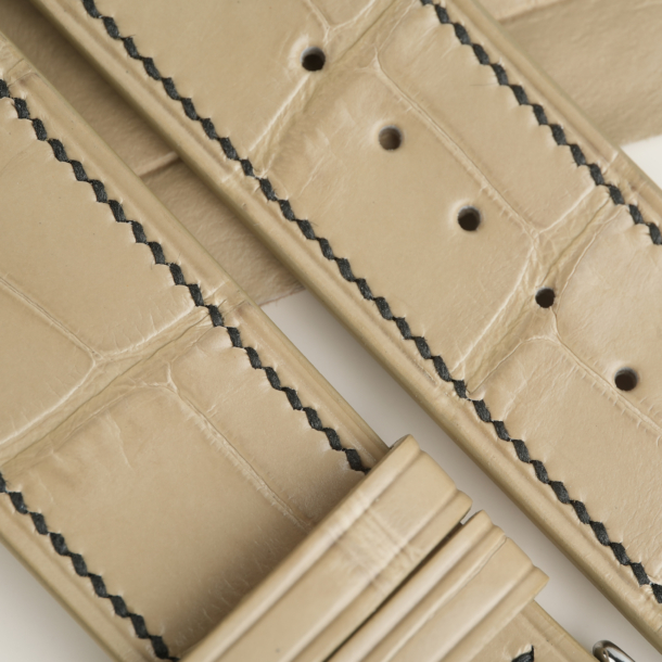Micro Stitch Beige Alligator Leather Watch Strap