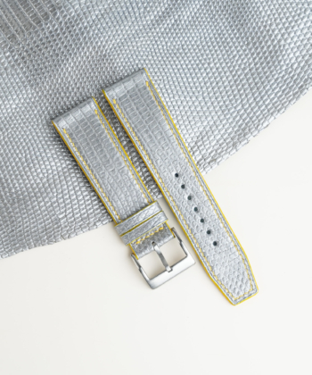 Silver Lizard Lining Miami Blue Epsom Leather Watch Strap