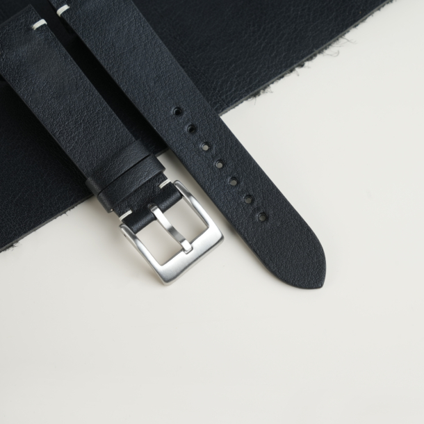 Black Vachetta Lining Black Epsom Leather Fixed Bars Watch Strap
