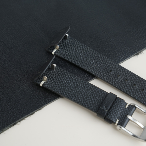Black Vachetta Lining Black Epsom Leather Fixed Bars Watch Strap