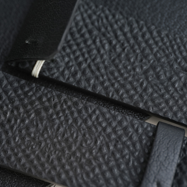 Black Vachetta Lining Black Epsom Leather Fixed Bars Watch Strap