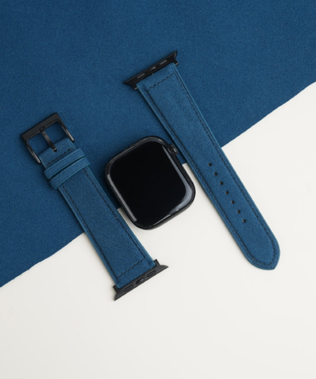 Full Padded Dark Aqua Blue Alcantara Apple Watch Band