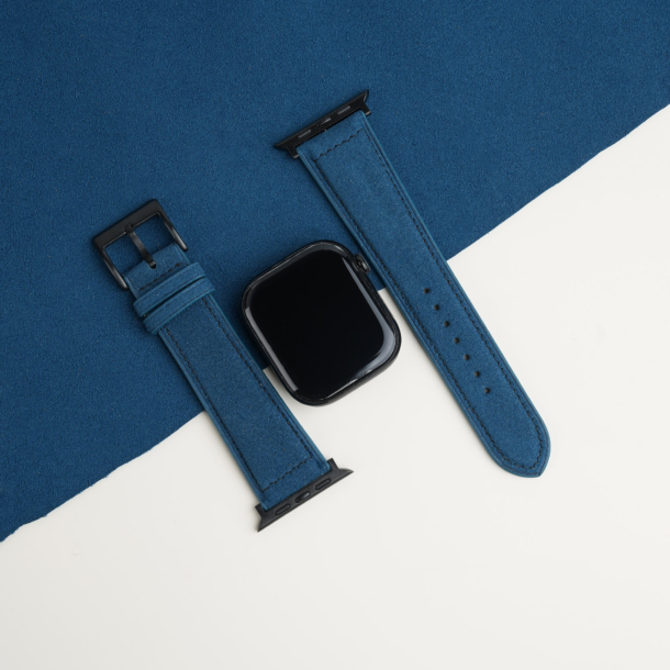 Full Padded Dark Aqua Blue Alcantara Apple Watch Band 2 Full Padded Dark Aqua Blue Alcantara Apple Watch Band