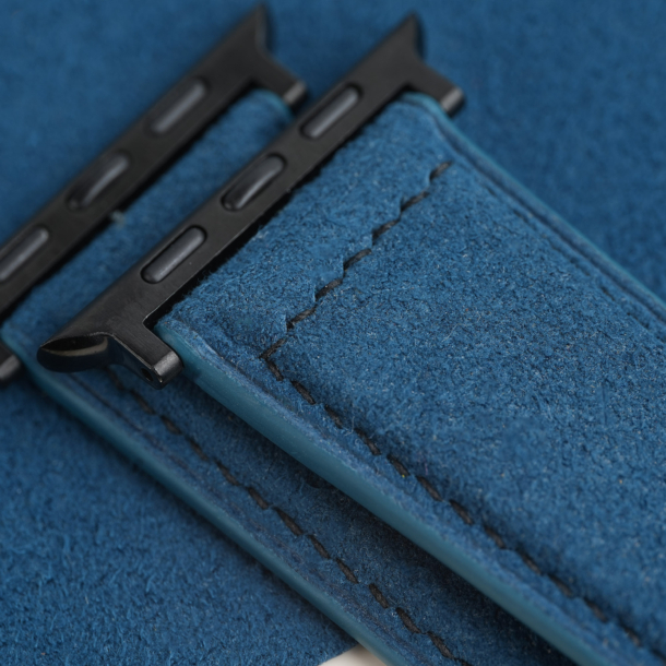 Full Padded Dark Aqua Blue Alcantara Apple Watch Band 4 Full Padded Dark Aqua Blue Alcantara Apple Watch Band