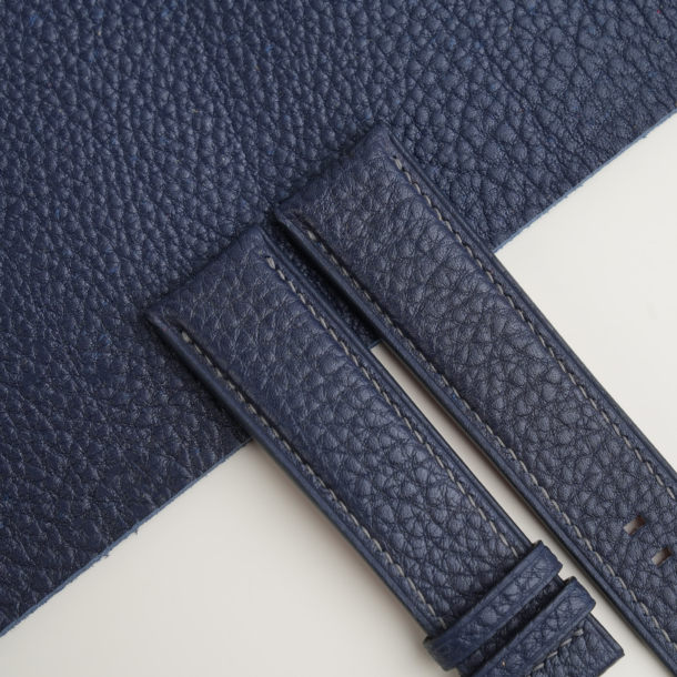 Navy Togo Lining Red Alran Sully Leather Watch Strap