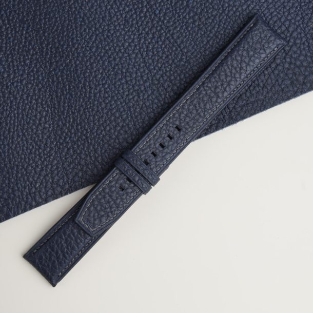 Navy Togo Lining Red Alran Sully Leather Watch Strap