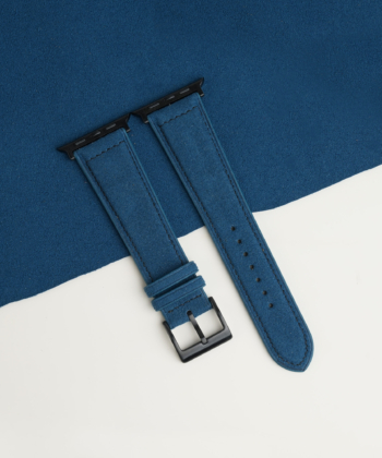 Full Padded Dark Aqua Blue Alcantara Apple Watch Band