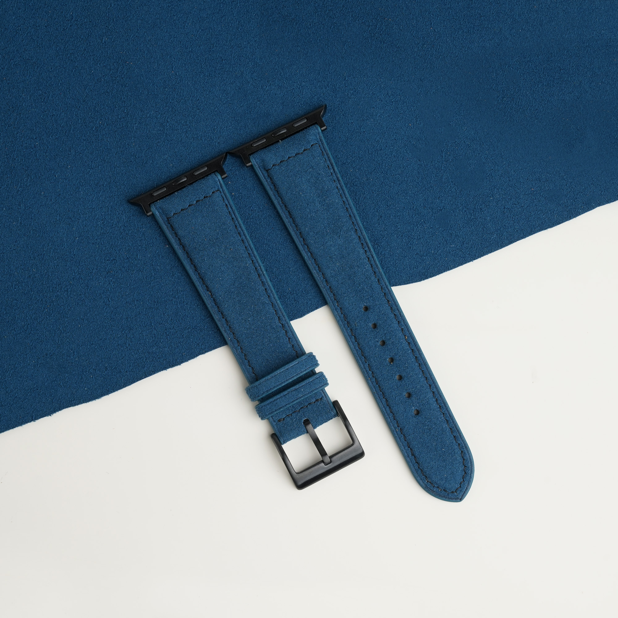 Full Padded Dark Aqua Blue Alcantara Apple Watch Band 1 Full Padded Dark Aqua Blue Alcantara Apple Watch Band