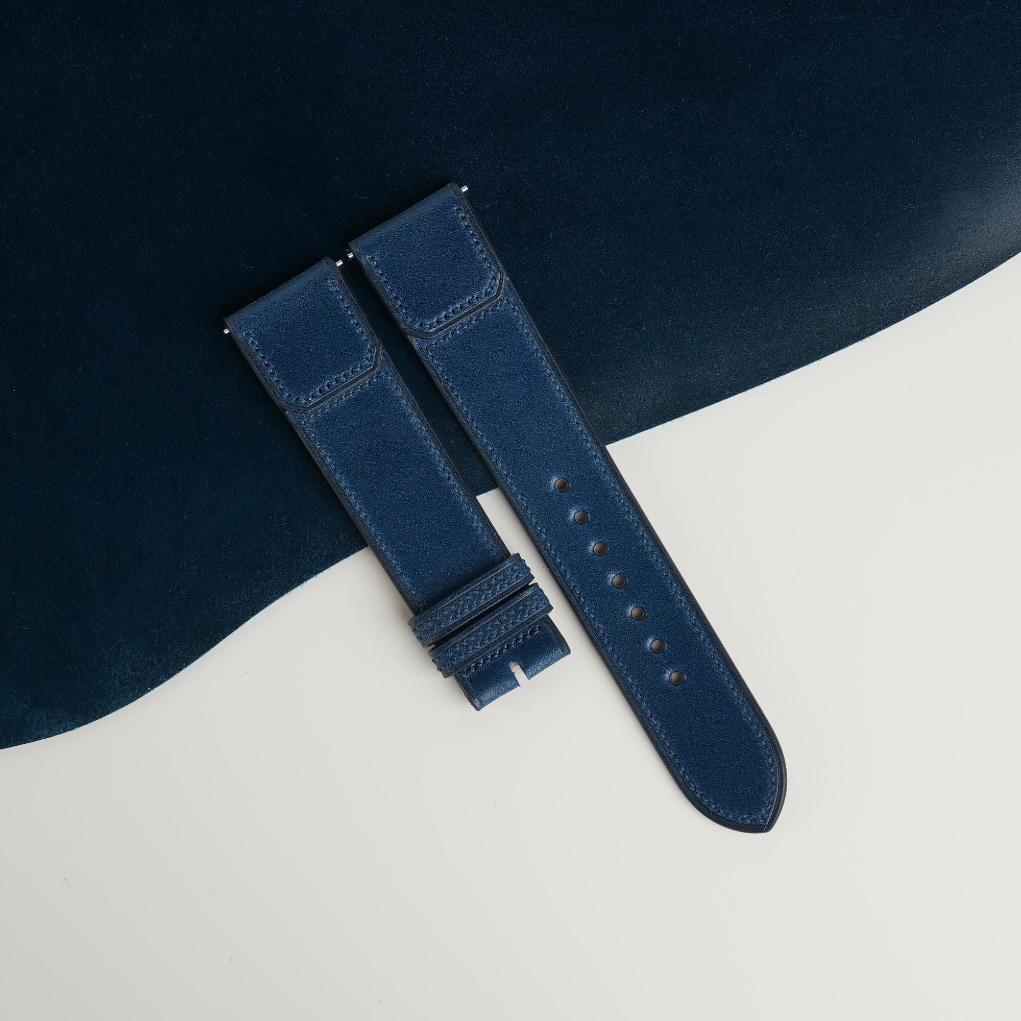 Dark Blue Shell Cordovan CF Rev Leather Watch Strap 1 Dark Blue Shell Cordovan CF Rev Leather Watch Strap
