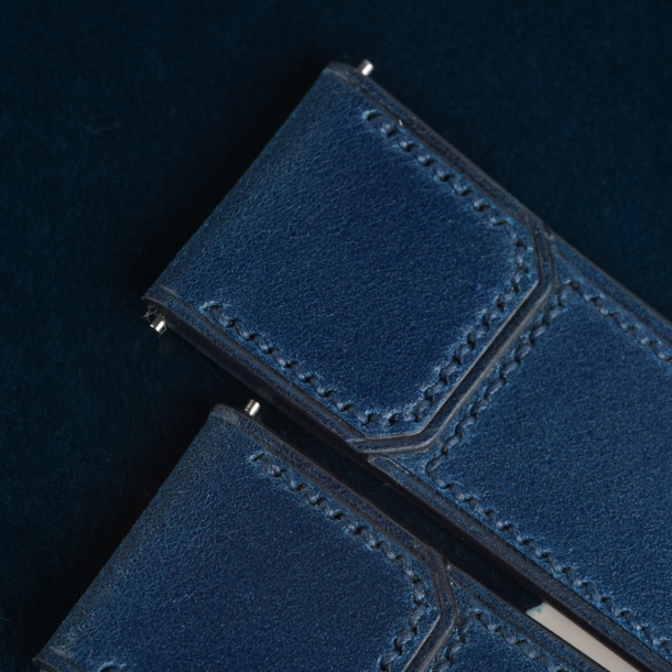 Dark Blue Shell Cordovan CF Rev Leather Watch Strap 6 Dark Blue Shell Cordovan CF Rev Leather Watch Strap