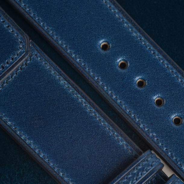 Dark Blue Shell Cordovan CF Rev Leather Watch Strap 5 Dark Blue Shell Cordovan CF Rev Leather Watch Strap