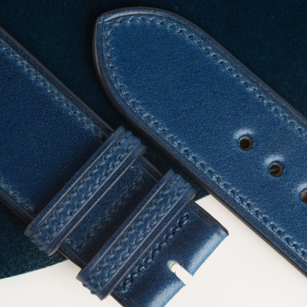 Dark Blue Shell Cordovan CF Rev Leather Watch Strap 4 Dark Blue Shell Cordovan CF Rev Leather Watch Strap