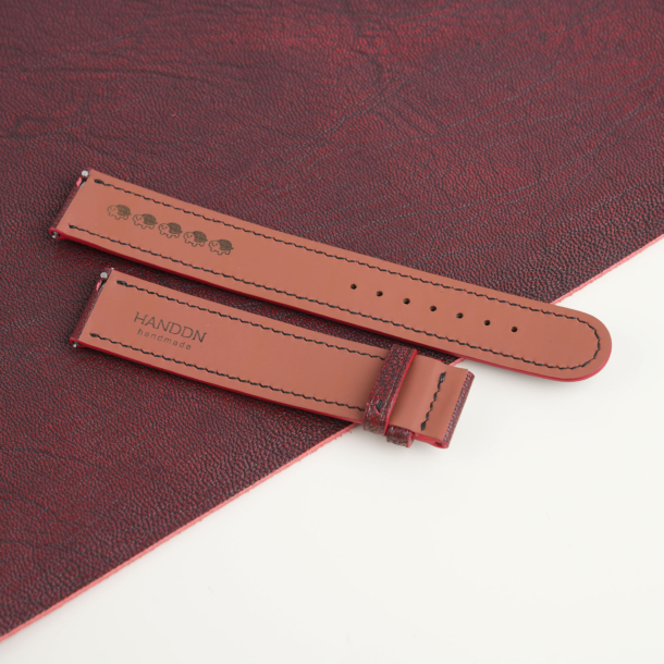 Red Alran Fat Nat Leather Lining Brick Rubber Watch Strap