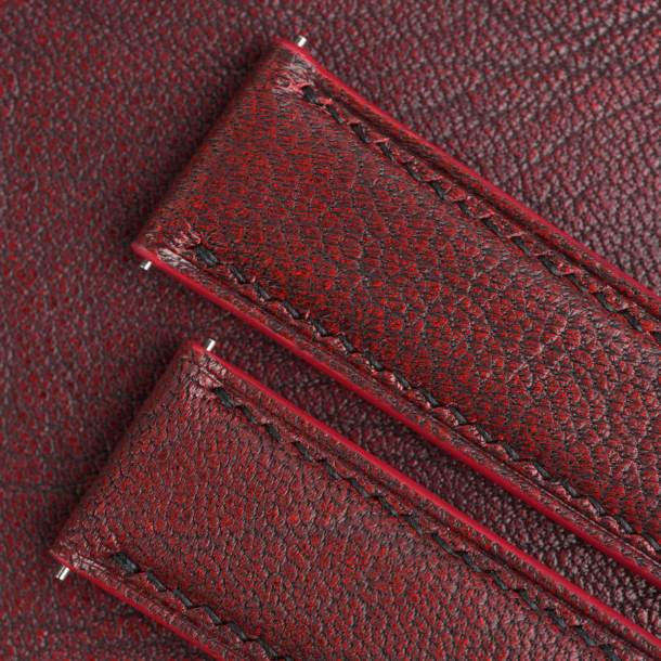 Red Alran Fat Nat Leather Lining Brick Rubber Watch Strap