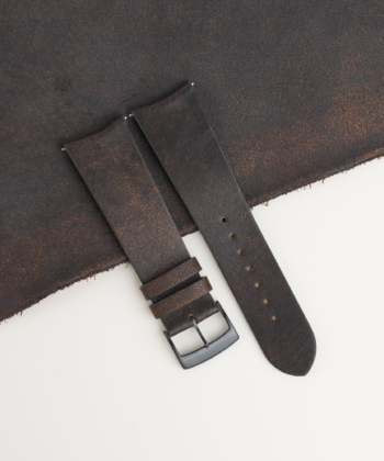 Curved End Tawny Brown Habana Lining Golden Epsom Leather Watch Strap