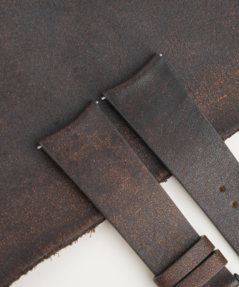 Curved End Tawny Brown Habana Lining Golden Epsom Leather Watch Strap