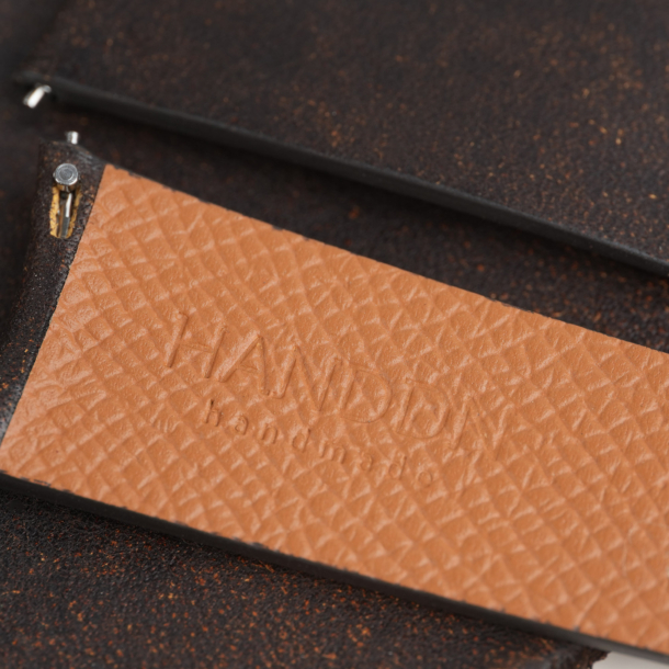 Curved End Tawny Brown Habana Lining Golden Epsom Leather Watch Strap