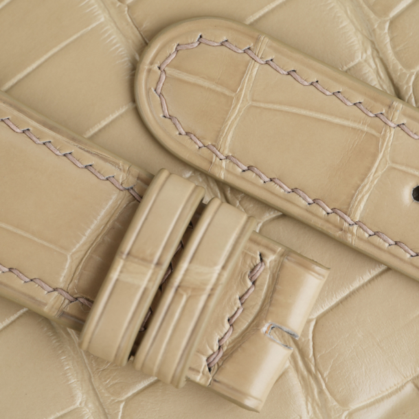 Beige Alligator Lining Midnight Blue Alligator Leather Watch Strap