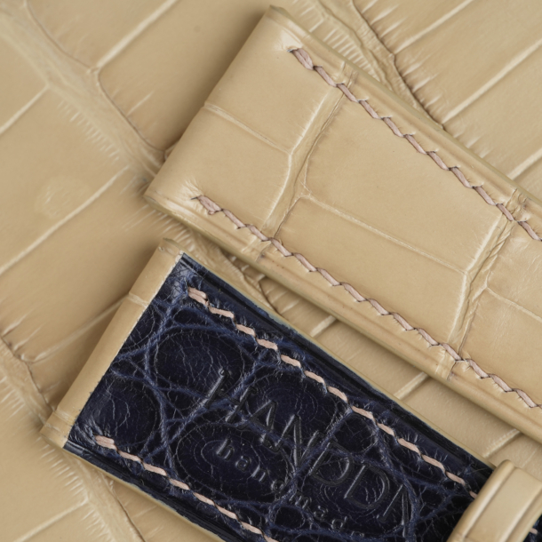 Beige Alligator Lining Midnight Blue Alligator Leather Watch Strap