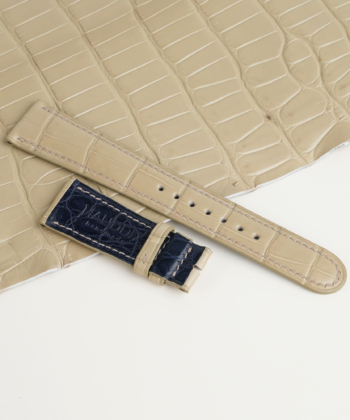 Beige Alligator Lining Midnight Blue Alligator Leather Watch Strap