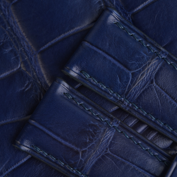 Dark Blue Alligator Lining Light Water Alligator Leather Watch Strap