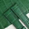 Double Stitching Light Green Alligator Lining Black Epsom Leather Watch Strap