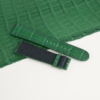 Double Stitching Light Green Alligator Lining Black Epsom Leather Watch Strap
