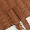 Cognac Alligator Folded Edges Leather Watch Strap