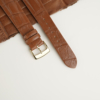 Cognac Alligator Folded Edges Leather Watch Strap