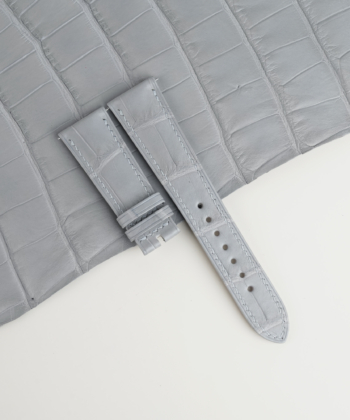 Light Grey Alligator Folded Edge Leather Watch Strap