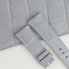 Light Grey Alligator Folded Edge Leather Watch Strap