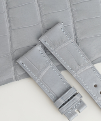 Light Grey Alligator Folded Edge Leather Watch Strap