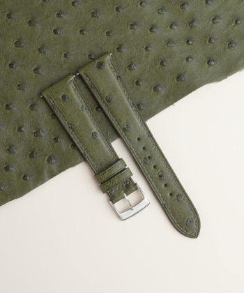 Green Ostrich Lining Forest Epsom Leather Watch Strap
