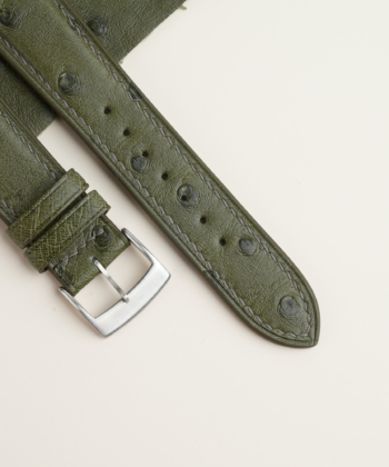 Green Ostrich Lining Forest Epsom Leather Watch Strap