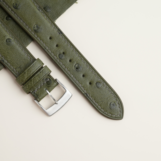Green Ostrich Lining Forest Epsom Leather Watch Strap
