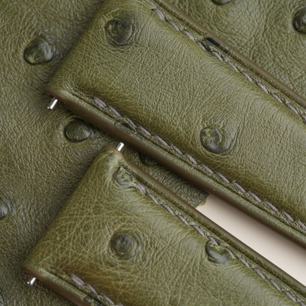 Green Ostrich Lining Forest Epsom Leather Watch Strap