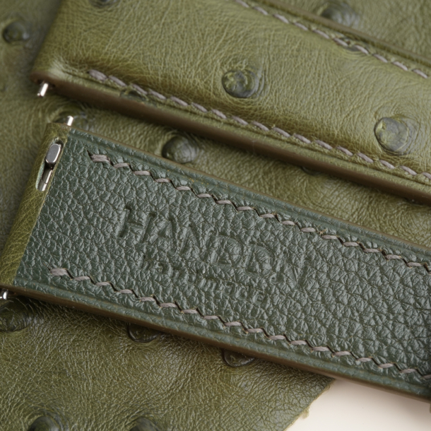 Green Ostrich Lining Forest Epsom Leather Watch Strap