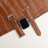 Cognac Alligator Lining Dark Brown Epsom Leather Apple Watch Band