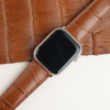 Cognac Alligator Lining Dark Brown Epsom Leather Apple Watch Band