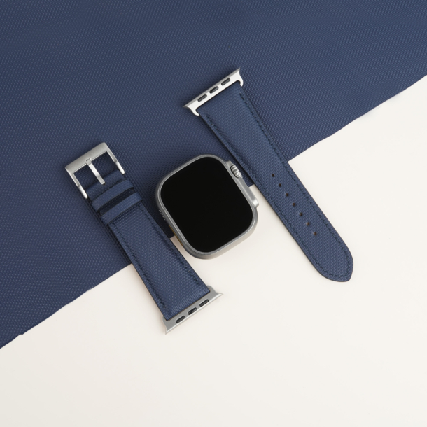 Navy Sailcloth Rubber Apple Watch Ultra Band
