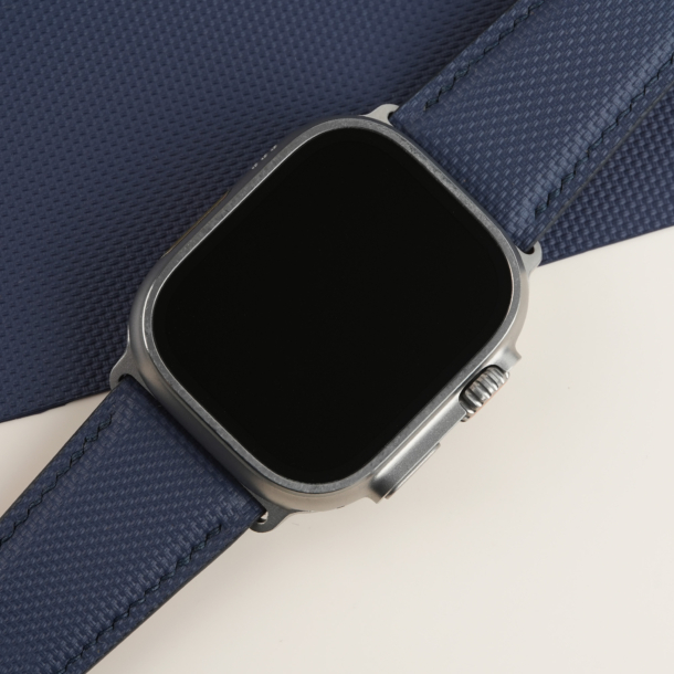 Navy Sailcloth Rubber Apple Watch Ultra Band