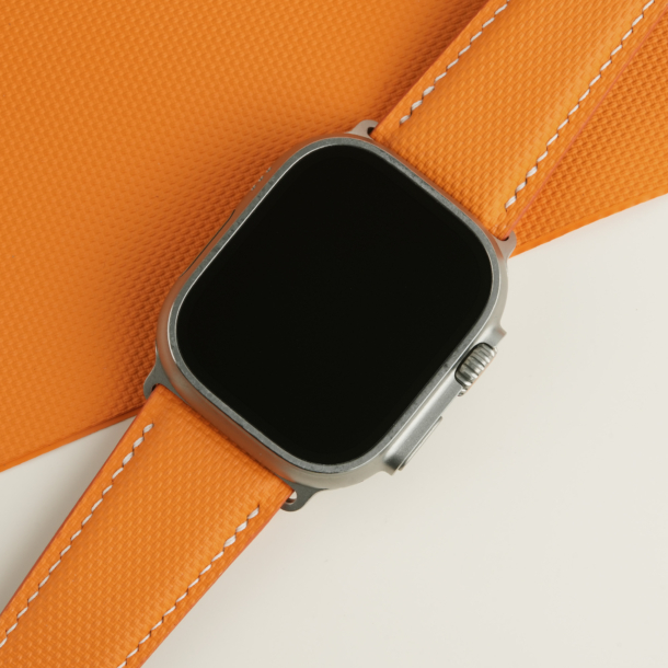 Orange Sailcloth Rubber Apple Watch Ultra Band