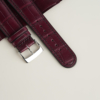 Curved End Burgundy Alligator Lining Black Swift Leather Watch Strap