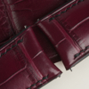 Curved End Burgundy Alligator Lining Black Swift Leather Watch Strap